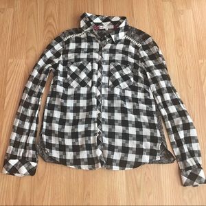 Blousy plaid button down